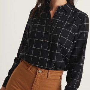 Marine Layer Josie Flannel Relaxed Popover Shirt, size Large
